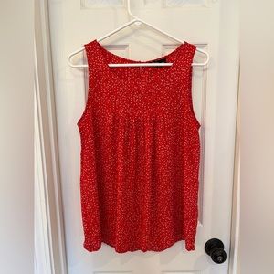 Sleeveless Red Woven Polka Dot Blouse